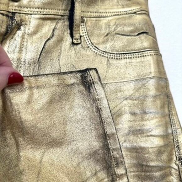 Sinclair Manufacturing Metallic Gold Pants Size 30 Modern Glam Statement - Picture 3 of 9